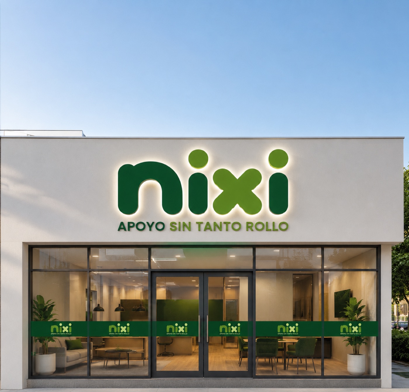Señalética y fachada comercial de Nixi