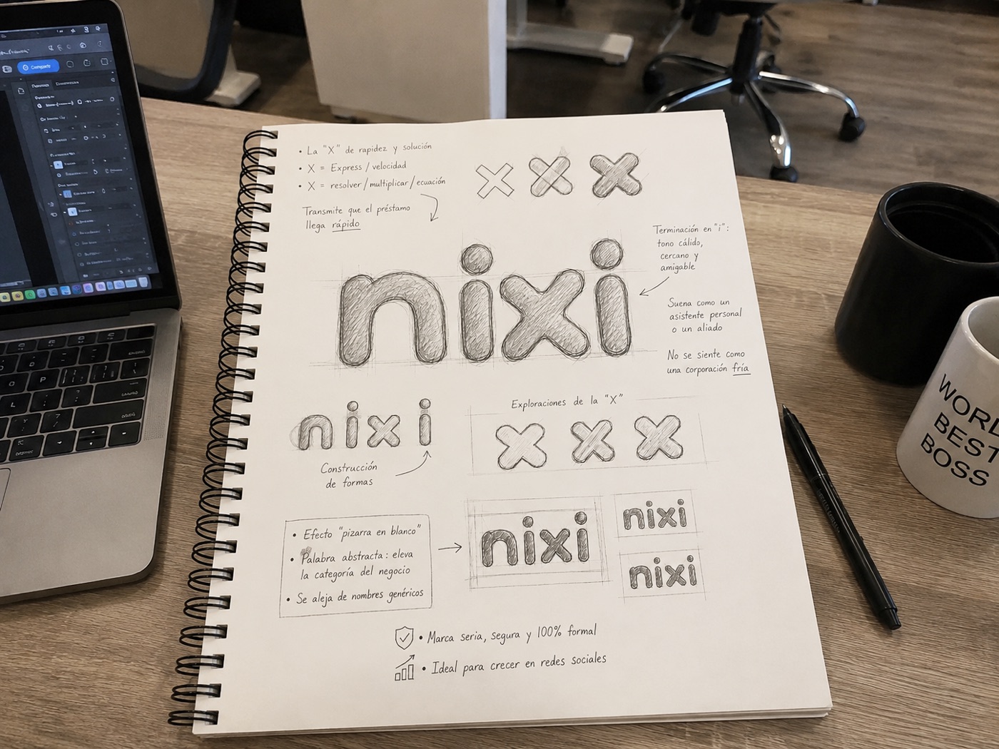 Proceso creativo de identidad de Nixi